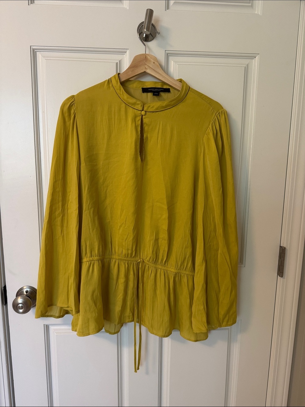 Marc New York Women’s Long Sleeve Peplum Blouse in Yellow